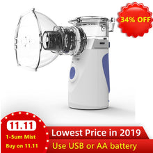 Load image into Gallery viewer, Mini Handheld portable Inhale Nebulizer silent Ultrasonic inalador nebulizador Children Adult kids inhaler atomizer